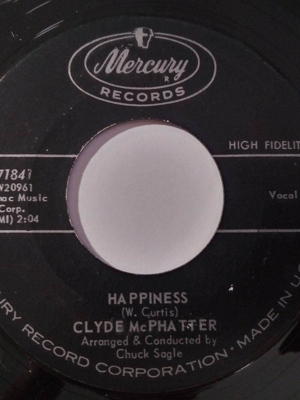 Clyde McPhatter – Happiness & I Never Knew VG+ Original 45 Mercury Record 1961